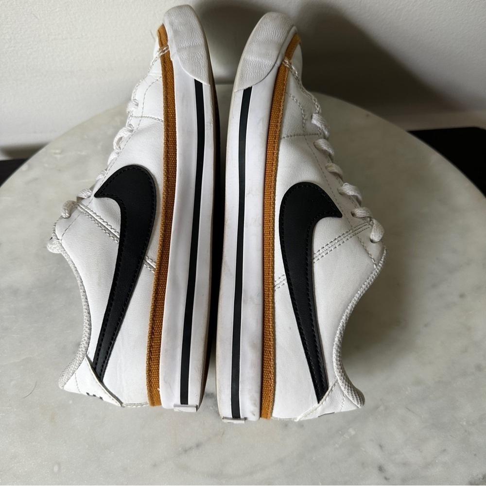 Nike Court Legacy 3.5Y White Sneakers with Black Swoosh and Brown Accents - Picture 3 of 8